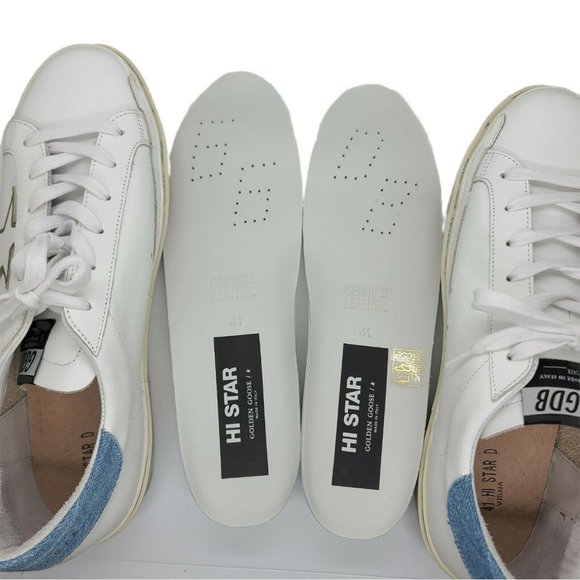 $560 Women's Sz 41 Golden Goose Hi Star Leather Lace Up Sneakers - Picture 8 of 12